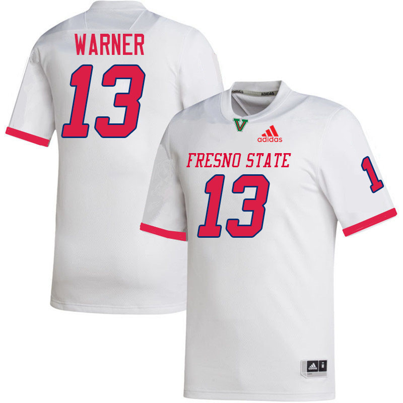 Fresno State Bulldogs #13 E.J. Warner College Football Jerseys,Uniforms-White